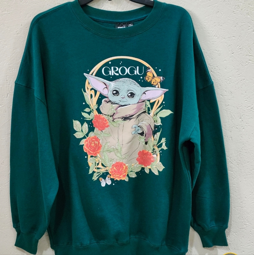 Disney Grogu Oversized Crewneck‎ Longsleeve Sweater New
